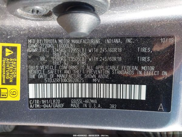 2019 TOYOTA HIGHLANDER XLE