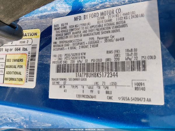 2019 FORD MUSTANG ECOBOOST PREMIUM