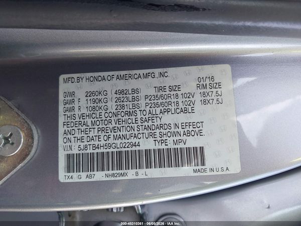 2016 ACURA RDX