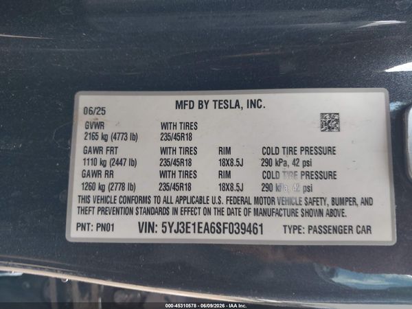 2025 TESLA MODEL 3