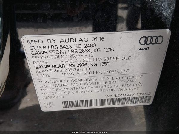 2016 AUDI Q5 2.0T PREMIUM