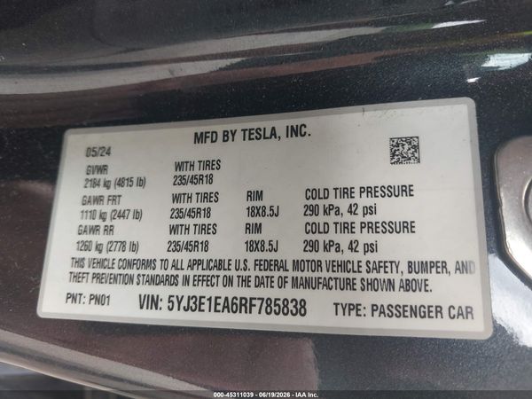 2024 TESLA MODEL 3