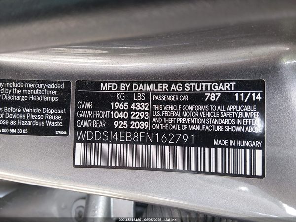 2015 MERCEDES-BENZ CLA 250 CLA250