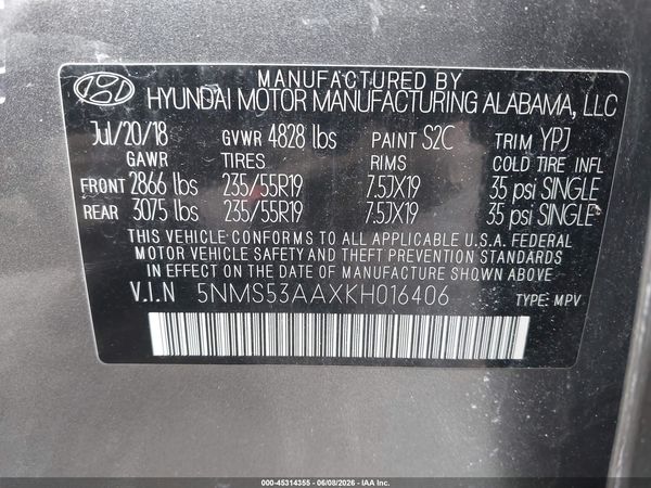 2019 HYUNDAI SANTA FE ULTIMATE 2.0T