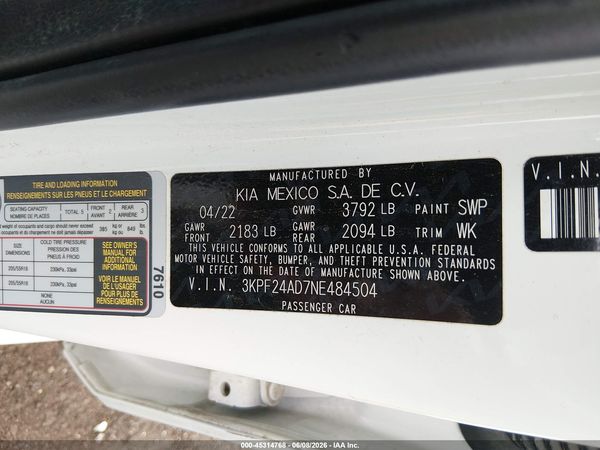2022 KIA FORTE LXS