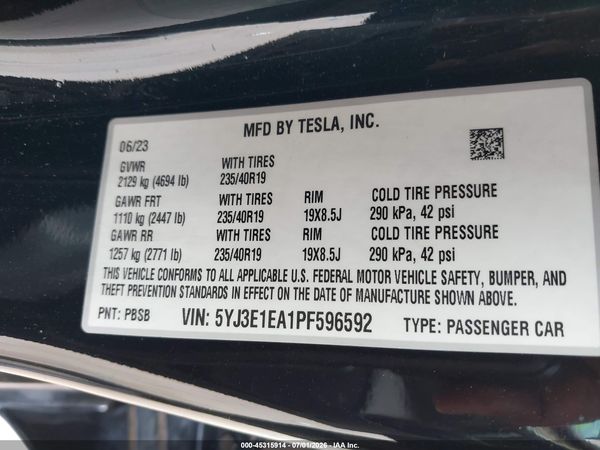 2023 TESLA MODEL 3 REAR-WHEEL DRIVE