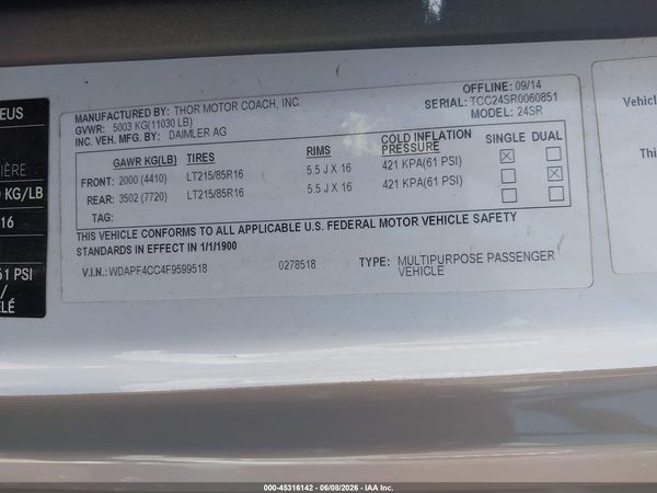 2015 MERCEDES-BENZ SPRINTER 3500