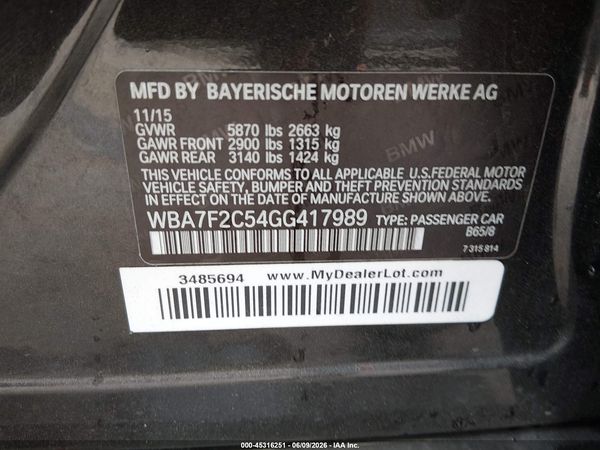 2016 BMW 750I XDRIVE