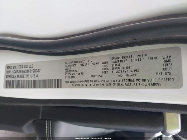 2021 JEEP GRAND CHEROKEE L LIMITED 4X4