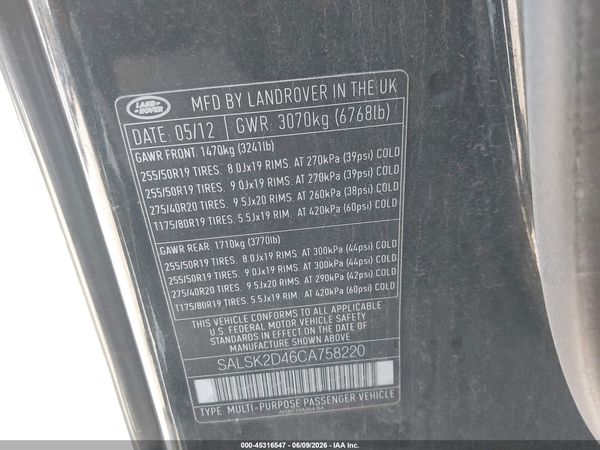 2012 LAND ROVER RANGE ROVER SPORT HSE