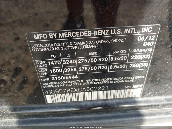 2012 MERCEDES-BENZ GL 450 4MATIC