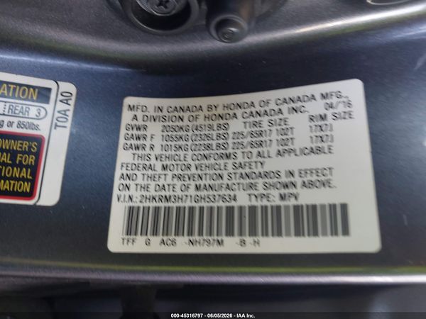 2016 HONDA CR-V EX-L