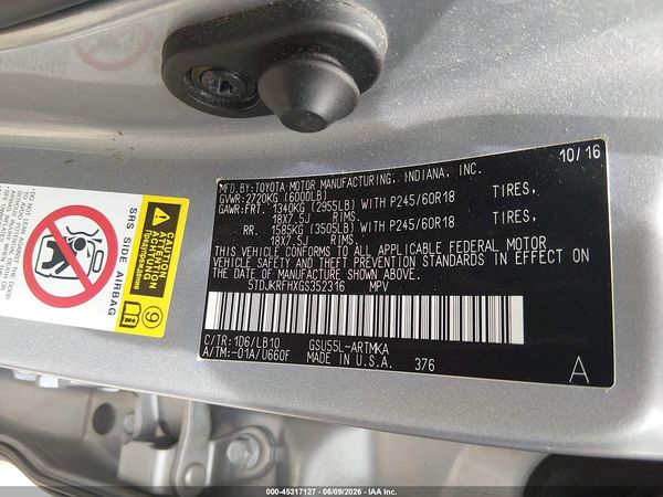 2016 TOYOTA HIGHLANDER XLE V6