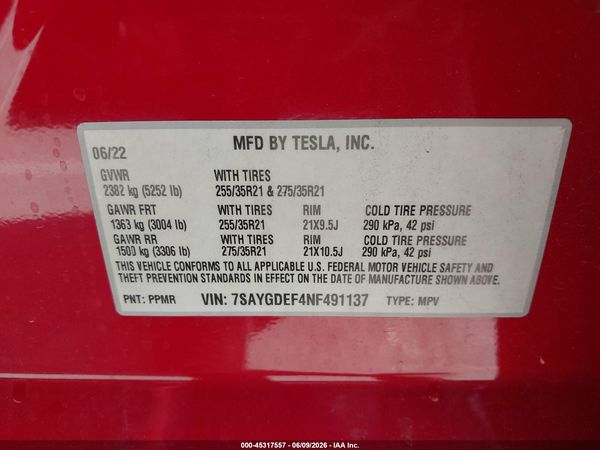2022 TESLA MODEL Y