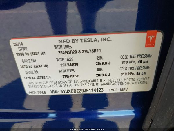 2018 TESLA MODEL X 100D/75D/P100D