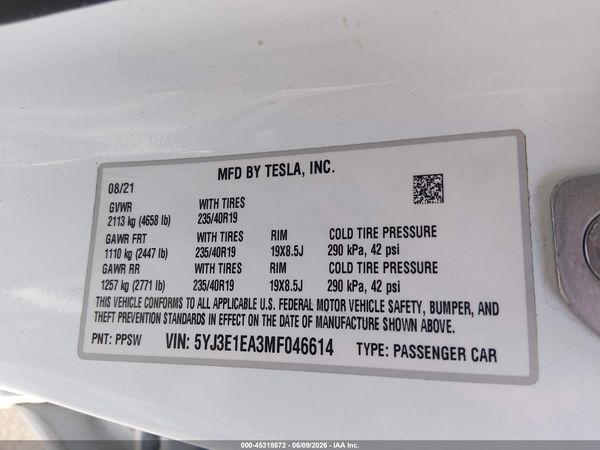 2021 TESLA MODEL 3