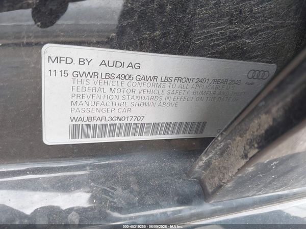 2016 AUDI A4 2.0T PREMIUM