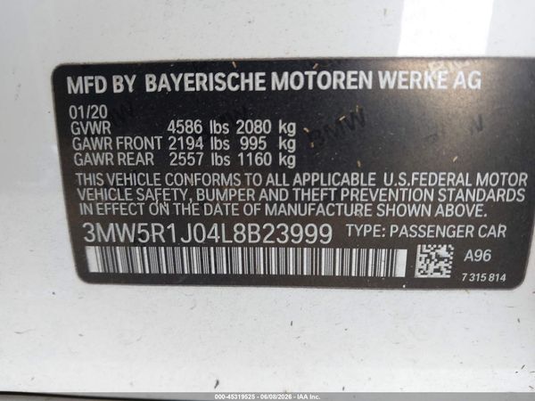 2020 BMW 330I NA