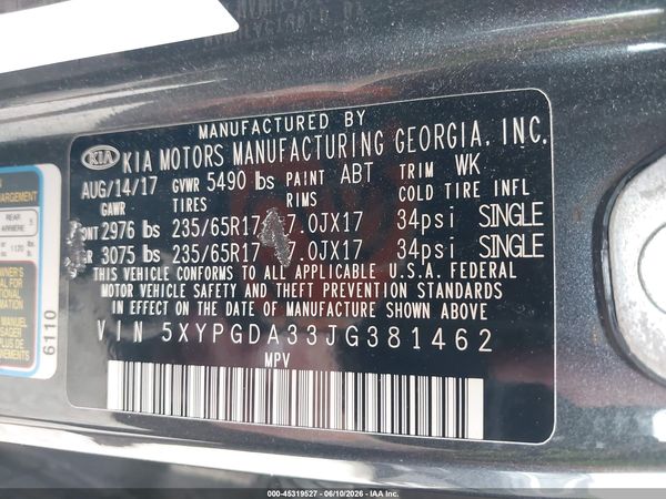 2018 KIA SORENTO 2.4L LX
