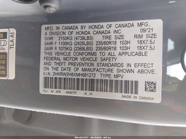 2021 HONDA CR-V AWD EX-L