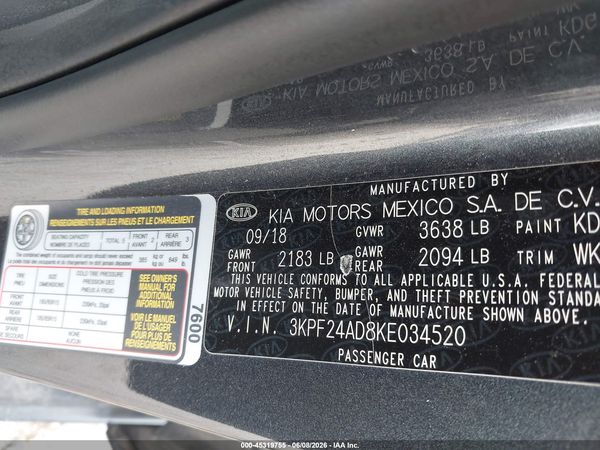2019 KIA FORTE FE
