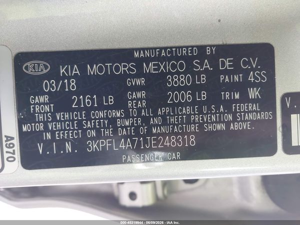 2018 KIA FORTE LX