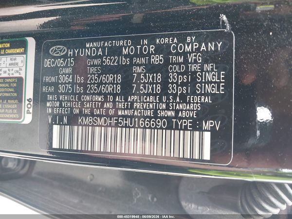2017 HYUNDAI SANTA FE SE