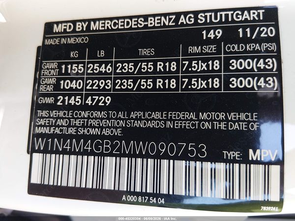 2021 MERCEDES-BENZ GLB 250 GLB250