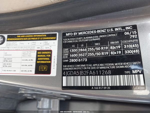 2015 MERCEDES-BENZ ML 350 ML350