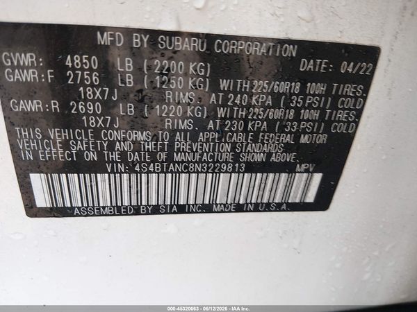 2022 SUBARU OUTBACK LIMITED