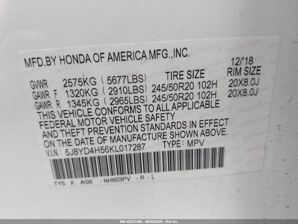 2019 ACURA MDX TECH PKG