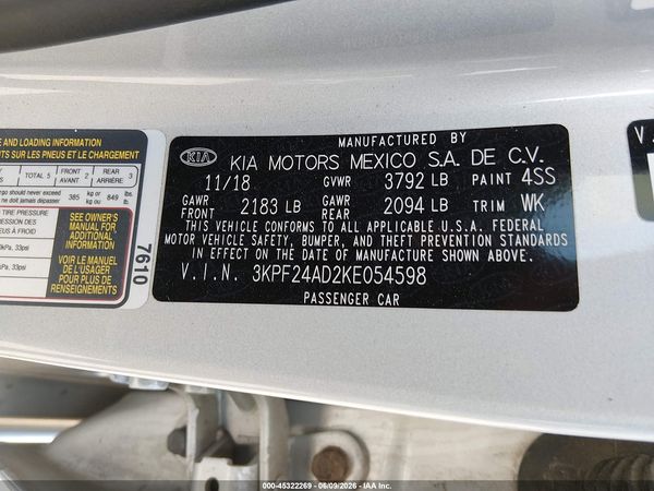 2019 KIA FORTE LXS
