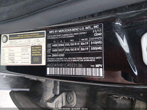 2012 MERCEDES-BENZ ML 350 4MATIC