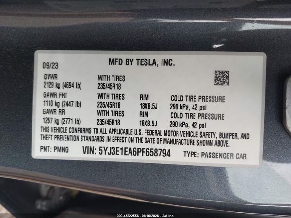 2023 TESLA MODEL 3 REAR-WHEEL DRIVE