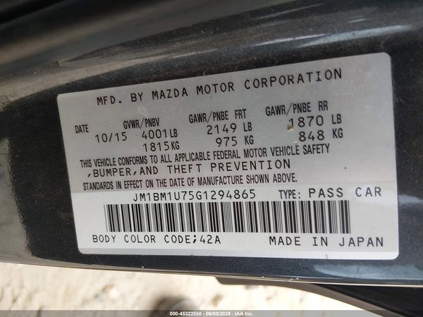 2016 MAZDA MAZDA3 I SPORT
