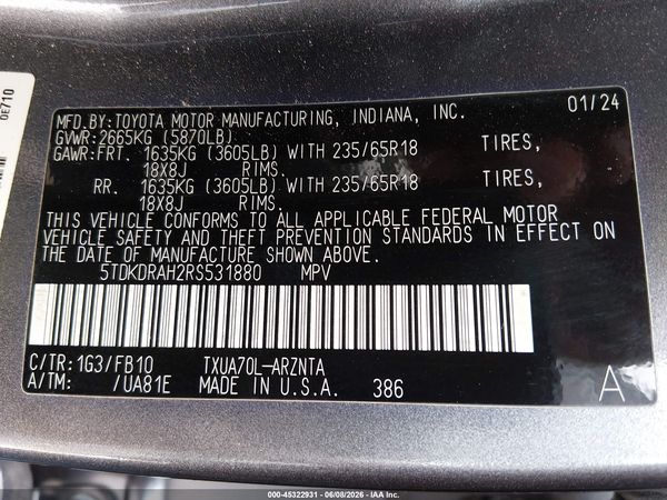 2024 TOYOTA HIGHLANDER LE