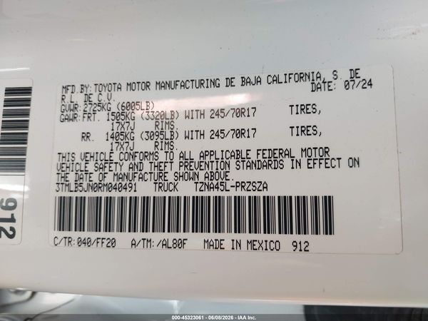 2024 TOYOTA TACOMA SR5 — I9