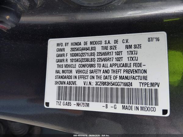 2016 HONDA CR-V EX