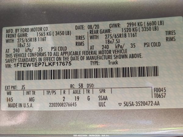 2020 FORD F-150 XLT