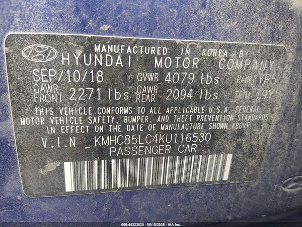 2019 HYUNDAI IONIQ HYBRID LIMITED