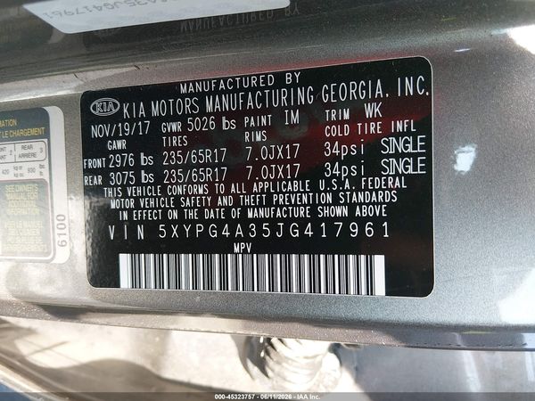 2018 KIA SORENTO 2.4L L