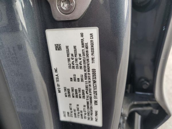 2022 TESLA MODEL 3 — VINS