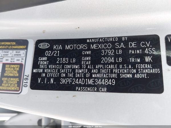 2021 KIA FORTE LXS