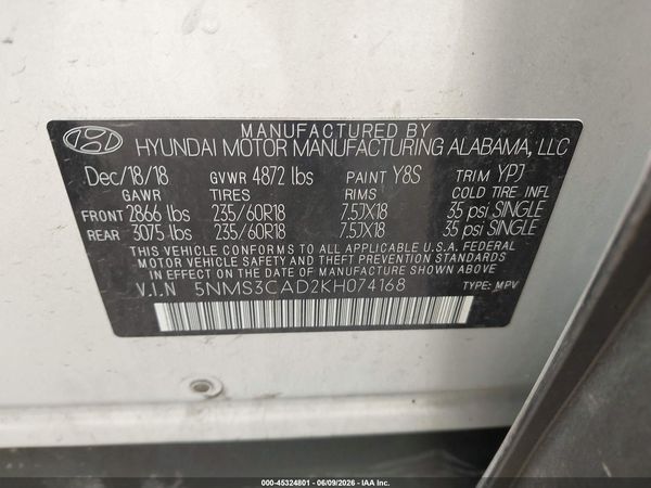 2019 HYUNDAI SANTA FE SEL PLUS