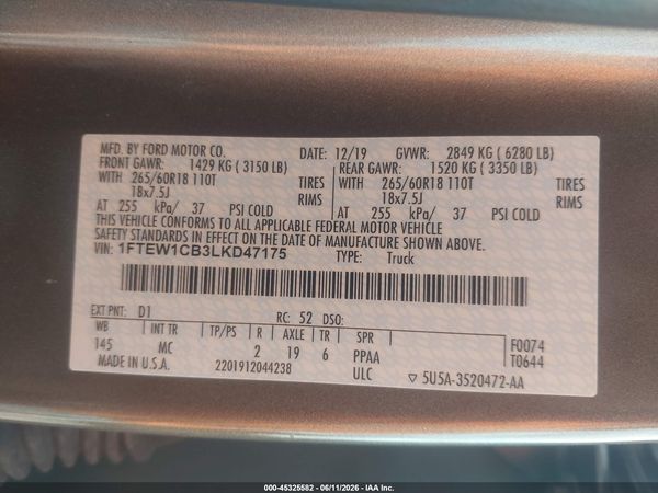 2020 FORD F-150 XLT
