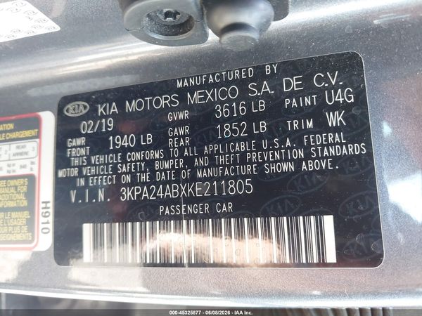 2019 KIA RIO S