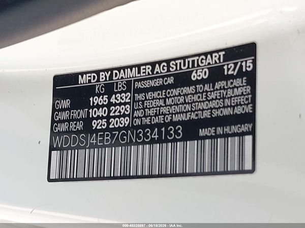 2016 MERCEDES-BENZ CLA 250 CLA250