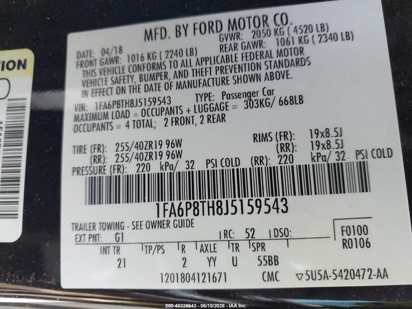 2018 FORD MUSTANG ECOBOOST