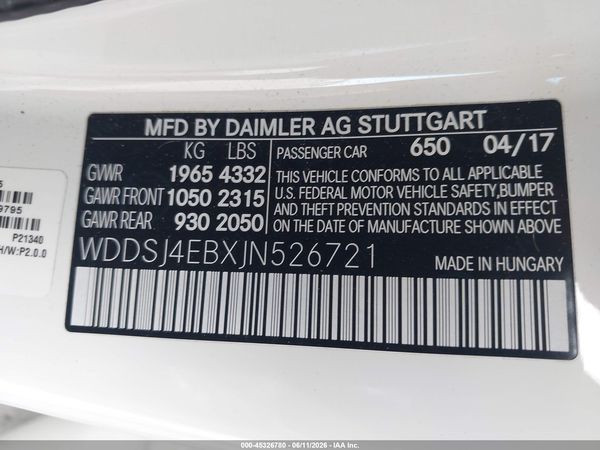 2018 MERCEDES-BENZ CLA 250 CLA250