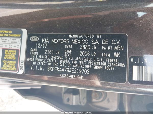 2018 KIA FORTE LX